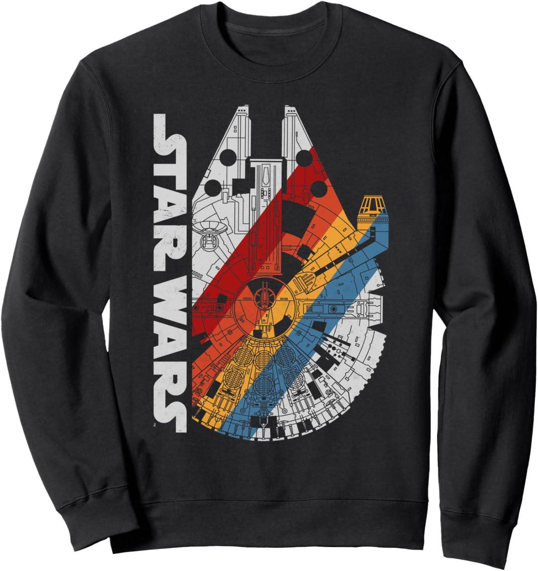 Star Wars Millennium Falcon Top View Striped Poster Sweatshirt