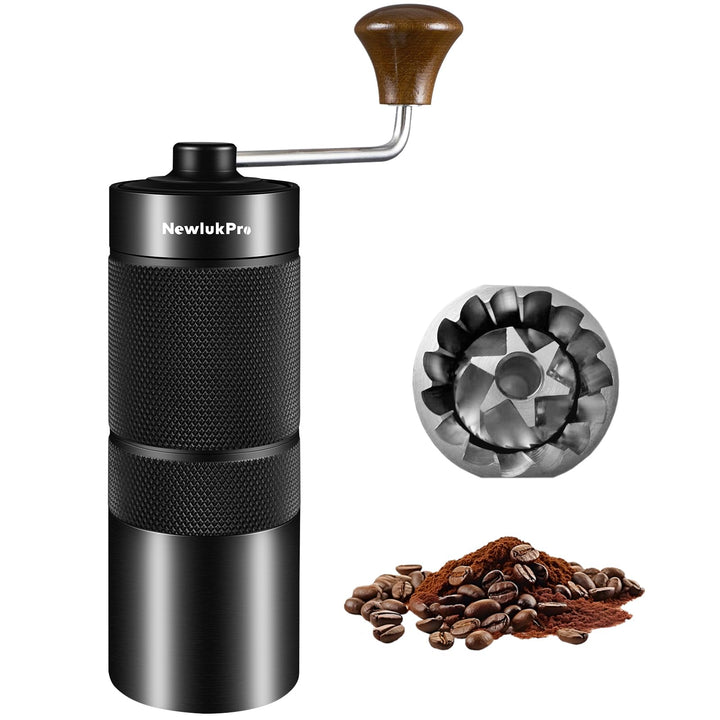 NewlukPro M6 Kaffeemühle Handbuch, Kapazität 25g, Hand Kaffeemühle Sharp Hexagonal Mahlkern, tragbar