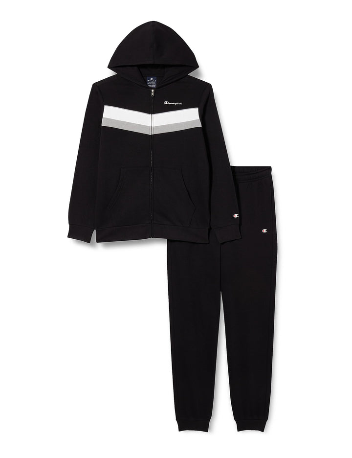 Champion Jungen Legacy Sweatsuits B-Colorblock Powerblend Fleece Hooded Sportanzug 7-8 Jahre Nero, 7