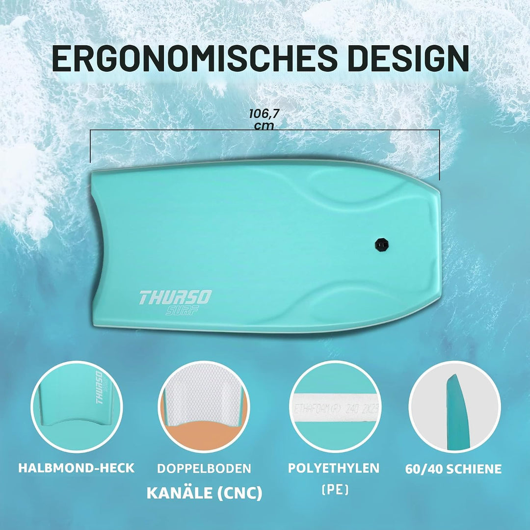 Thurso SURF 107 cm Bodyboard für Strand und Pool – Leichtes PE-Kernmaterial mit IXPE-Oberfläche, HDP