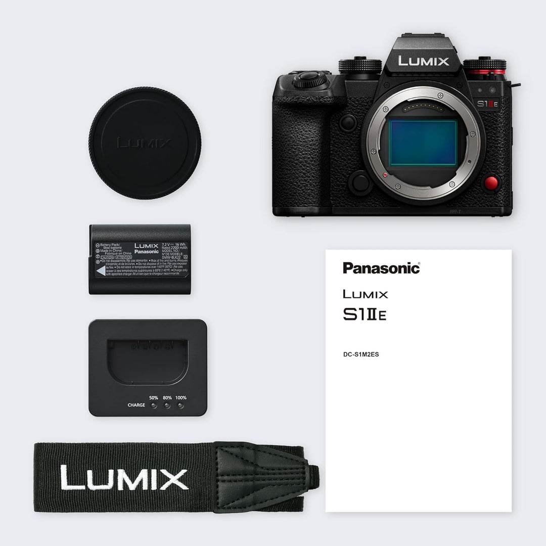Panasonic LUMIX S1IIE Spiegellose Vollformatkamera, nur Gehäuse, 24 MP, CS4K 60p, 6K 30p Open Gate,