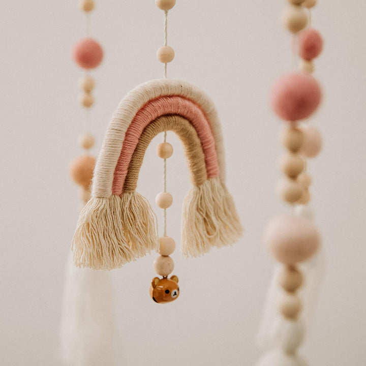 let's make Mobile Baby für Babybett Boho Regenbogen Holz Windspiel Mobile Wickeltisch Zubehör, Neuge