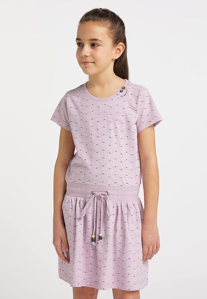Ragwear Mädchen Kleid MAGY Zig ZAG Sommerkleid in sommerlichen Farben aus weicher Baumwolle, 128 Lil