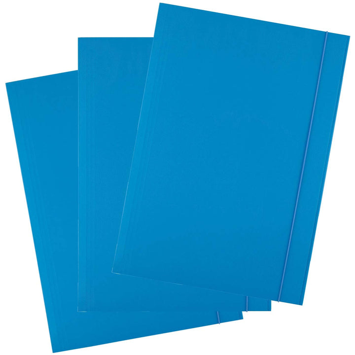 D.RECT 25 Stück Sammelmappe aus Karton | Postmappe mit Gummiband | 300g Blau Blau 25 Stück, Blau 25