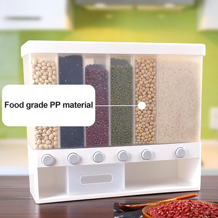 6-Fach Cerealienspender Cereal Dispenser mit Reisbehälter - Transparentes Design Herausnehmbare Tren