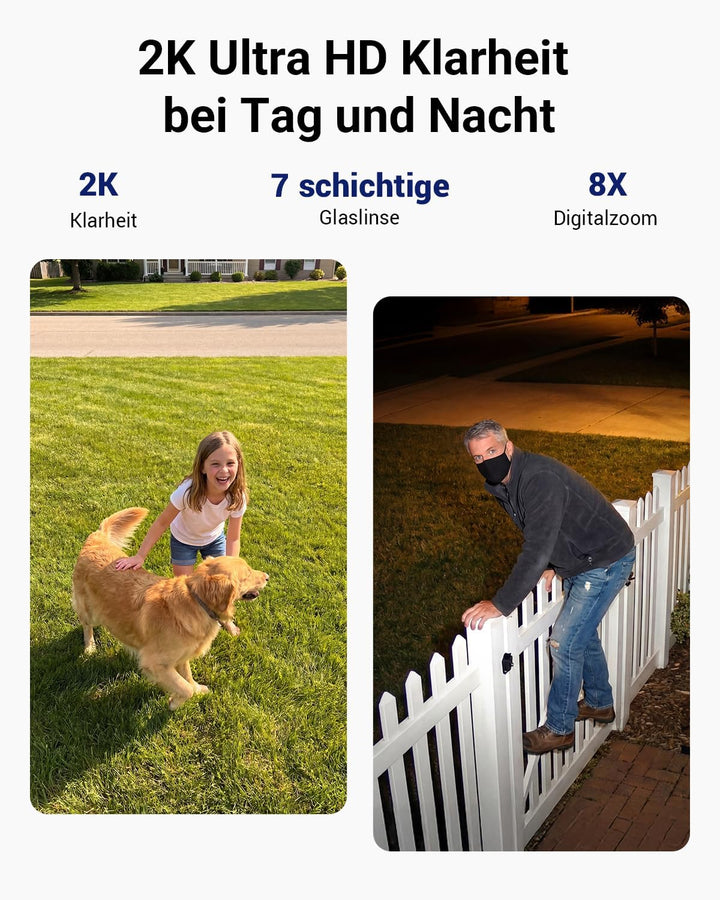 ANSQUE Überwachungskamera Aussen Solar Akku, 4er Set mit AnsqueBase, Ohne Abonnement, 32GB Lokalspei