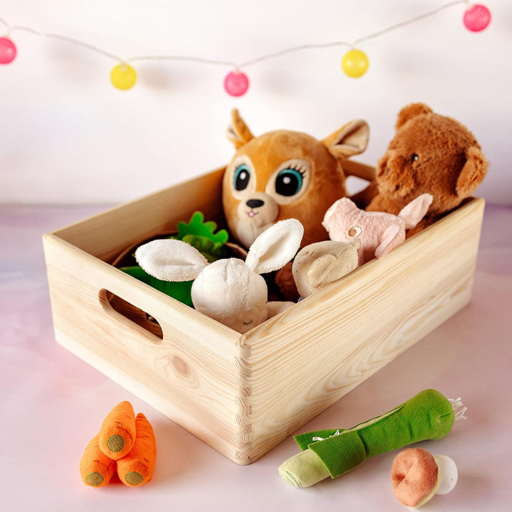 Creative Deco XL Grosse Holzkiste Obstkiste Korb | 40x30x13cm (+/-1cm) | mit Griffen | ohne Deckel |