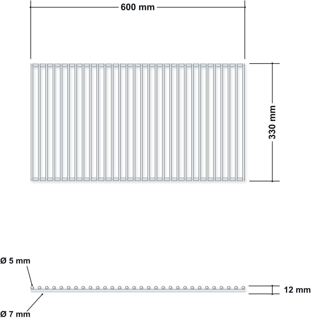 DEOS Edelstahl Grillrost 60 x 33 cm - Robustes BBQ Rost AISI 304 - Drahtdurchmesser 5/7 mm - Univers