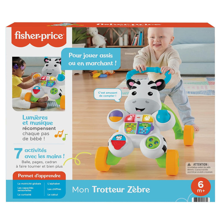 Fisher-Price Lern mit mir - Zebra Lauflernwagen, musikalisches Aktivitäts- und Gehspielzeug mit Lern