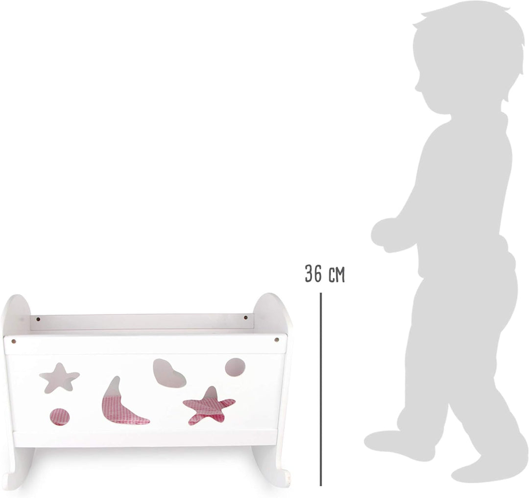 small foot Puppenwiege Traumfabrik aus Holz, mit Verzierungen, Bett inkl. Decke, Kissen, Matratze, a
