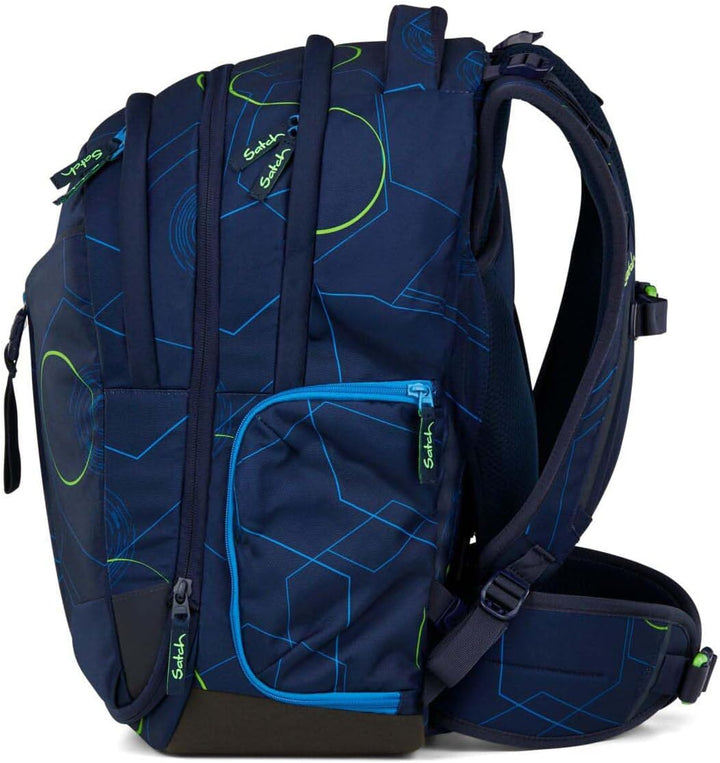 Satch Match Schulrucksack Set 3tlg. inkl. Schlamperbox und Sporttasche Blue Tech, Blue Tech
