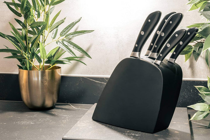 Rockingham Forge Ashwood Black Schwarz 6-Stück Messerblock – 5 Messer und Schwarzer Messerblock aus