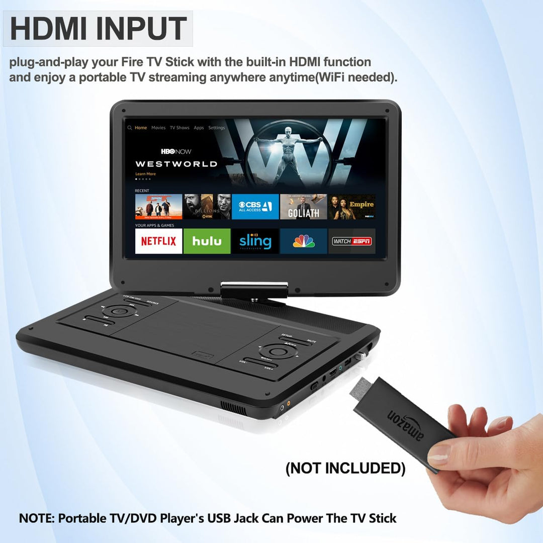 KCR 14-Zoll tragbarer TV/Tragbarer DVD-Player Combo mit HD LED-Drehbildschirm und DVB-T2 digitalem T