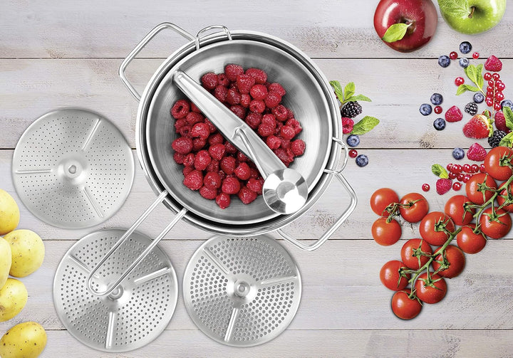 Dr. Oetker Passiergerät mit Trichter, Passiermühle und Einfülltrichter aus Edelstahl, Passiermaschin