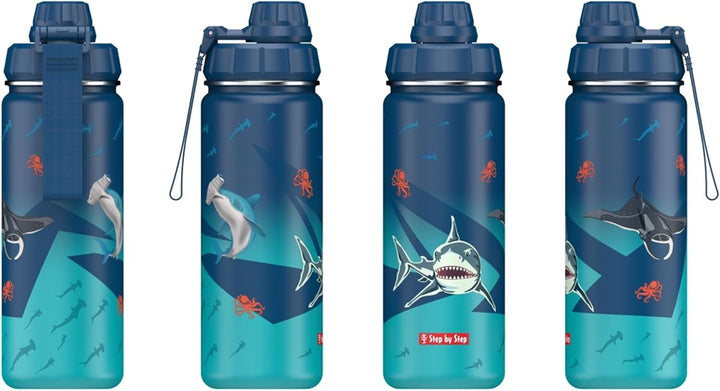 Step by Step Isolierte Edelstahl-Trinkflasche „Underwater“, blau, BPA-frei, für Schule, Kindergarten