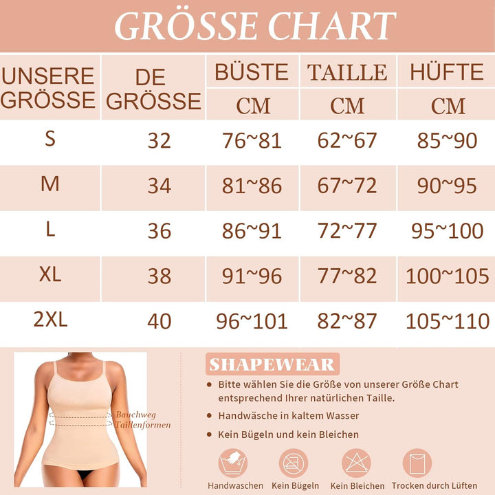 Damen Shape Unterhemd Bauchweg Tanktop Shapewear Trägertop Spaghettiträger Shaping BH Hemd Body Shap