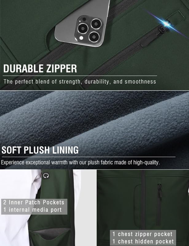 Leichte Softshell Weste für Herren, Bodywarmer Fleece Weste Full Zipp Softshellweste, Weste Herren O