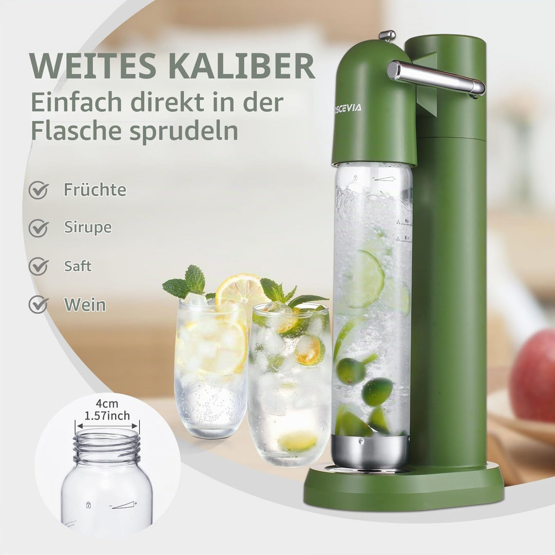 Wassersprudler mit Kunststoffflasche (1L + 1L) – Sprudelautomat für Zuhause, Sprudelwasser Maschine,
