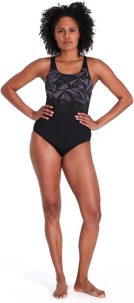 Speedo Hyperboom Placement Muscleback Badeanzug Damen 60 Schwarz / Grau, 60 Schwarz / Grau