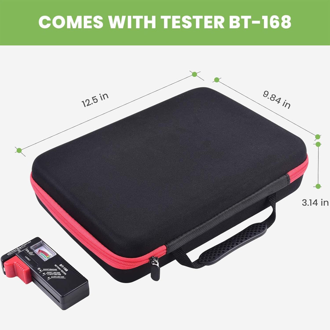 Batterie Aufbewahrungsbox - Batterien Aufbewahrung Organizer mit Batterietester Akkutester BT-618. h