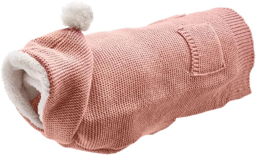 HUNTER Hundepullover RÖGLA, Farbe: rosa, leichter Strickpullover mit Plüsch-Kapuze, weich & elastisc