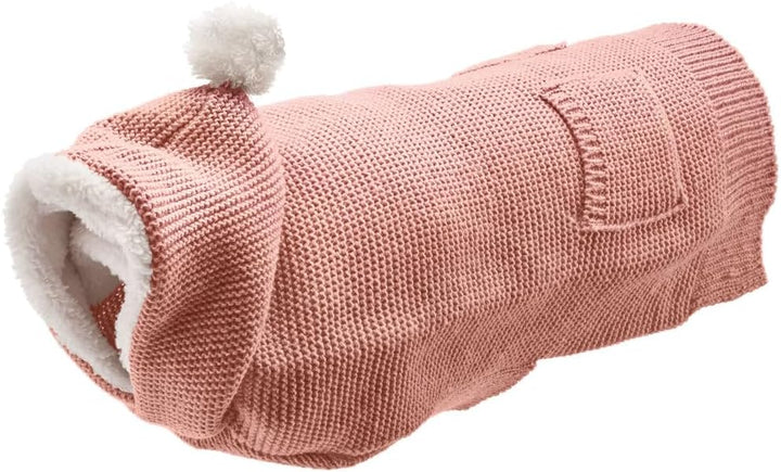 HUNTER Hundepullover RÖGLA, Farbe: rosa, leichter Strickpullover mit Plüsch-Kapuze, weich & elastisc