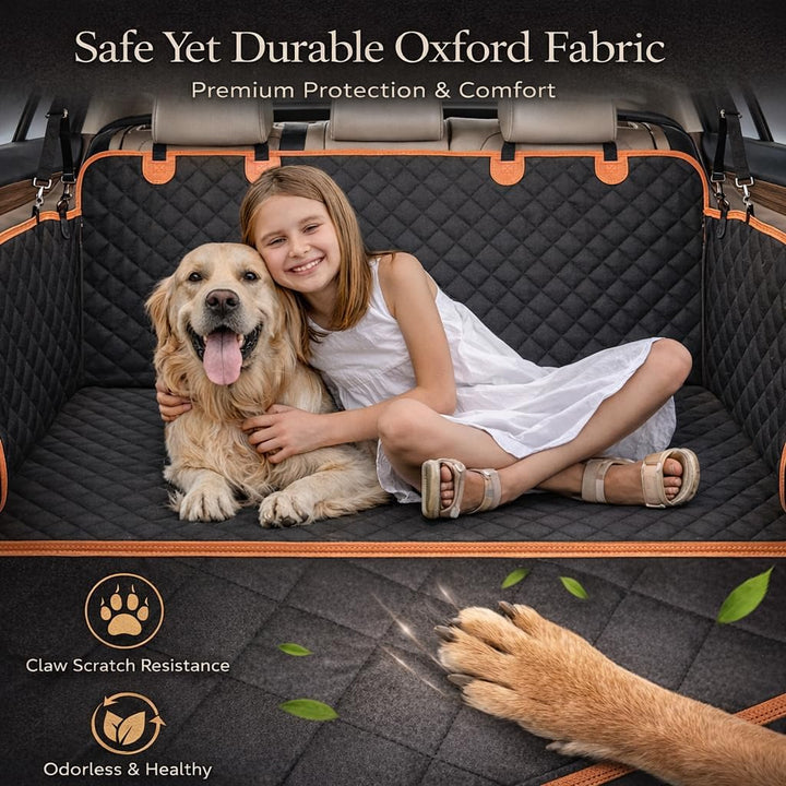 Hundedecke Auto Rückbank Fester Boden(131.8*62.99cm), [Breitere Grösse & Metallclip] Kofferraumschut