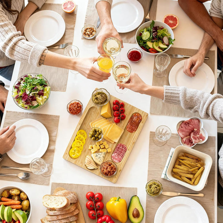 Bambus-Käsebrett, Charcuterie-Platte, Serviertablett für Käse, Obst, Gemüse und Fleisch, ideal für J