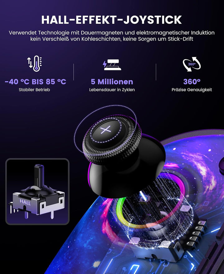 Elegamefy Wireless Switch 2 Controller Hall Effekt Joysticks Marinefarbe | Turbo, Vibration, RGB-Bel