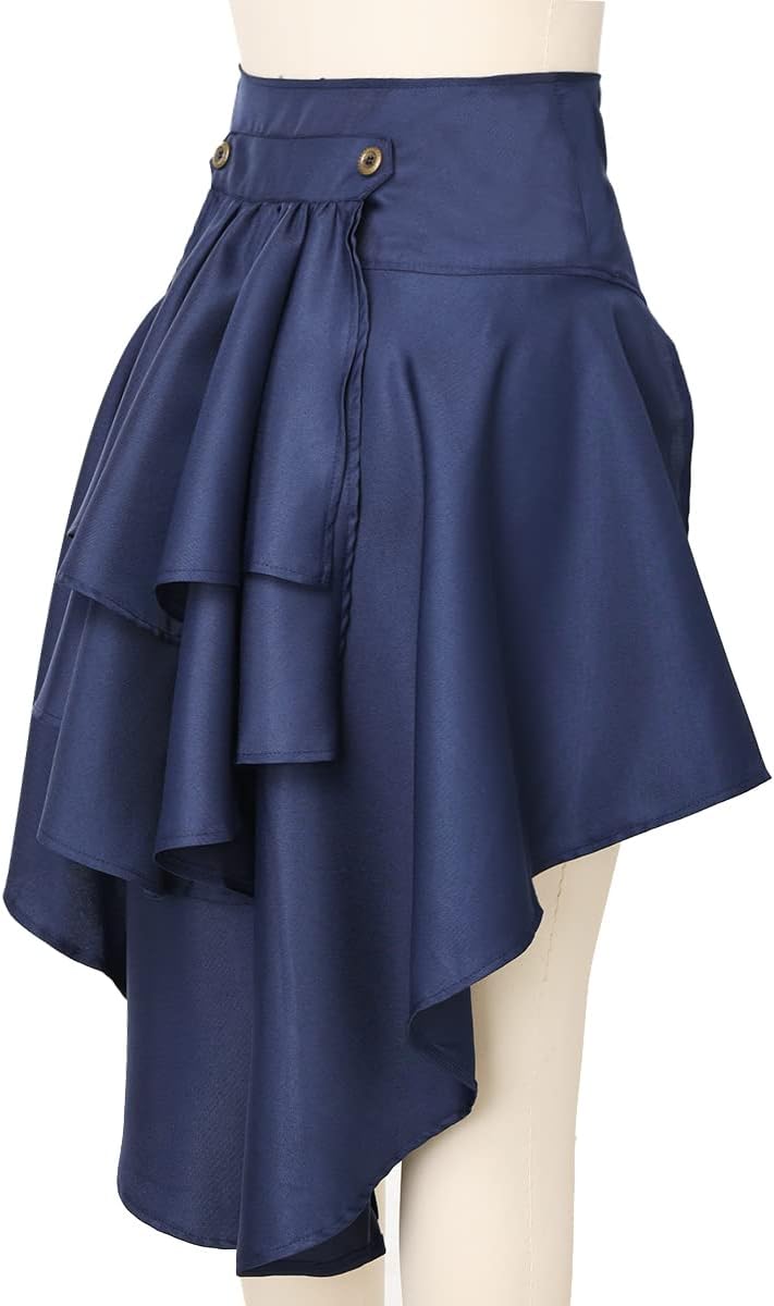 COSDREAMER Steampunk Damen Röcke Taillengürtel für Frauen Rüschen Piraten Korsett Kostüme,Blau, 32 B