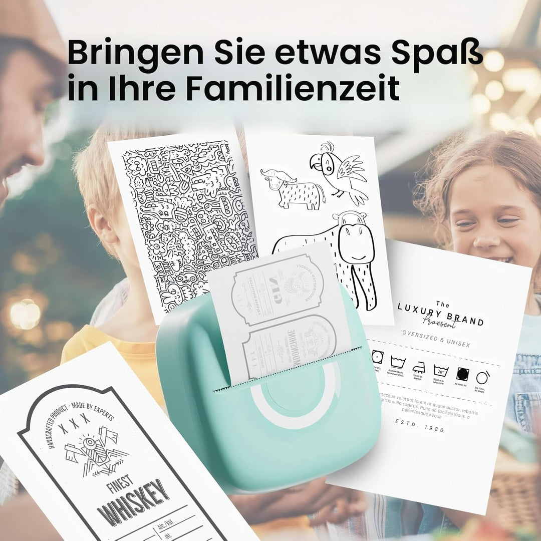 cabaro Mini Drucker Aufkleber Drucker Fotodrucker mit 3 Rollen Bluetooth Thermodrucker für Lernen, S