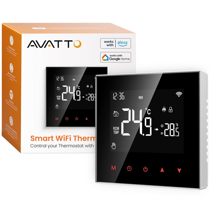 AVATTO Thermostat für Wasser-Fussbodenheizung Stellantrieb Smart WiFi Thermostat Programmierbar Raum
