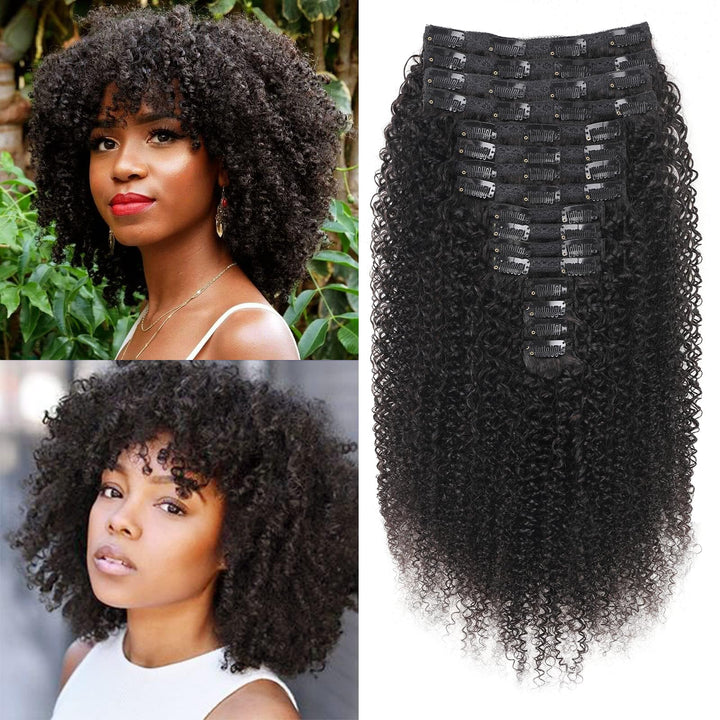 Kinky Curly Clip in Extensions Echthaar.16 Teile 240 g.Invisible Echthaar Perücke Extensions Clip in