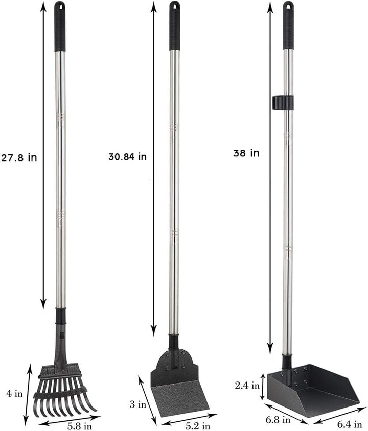 Yangbaga Hundekotschaufel aus Metall, 2 Rechen mit Verstellbarer Länge, 84 cm Langer Griff für gross