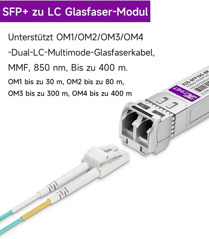 10GBASE-SR SFP+ Transceiver, 10G SFP+ zu LC Multimode Fiber Modul für Cisco SFP-10G-SR, Ubiquiti Uni