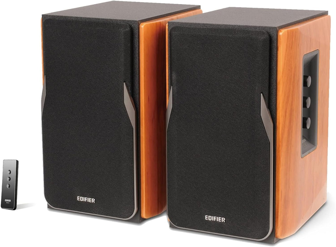 EDIFIER Studio R1380T 2.0 Regallautsprecher-System (42 Watt) im Echtholzgehäuse (MDF). Zwei LINE IN
