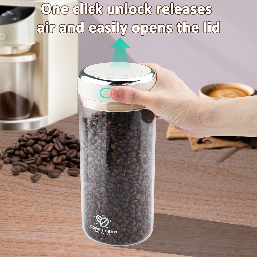 Zosenyer Kaffeedose Luftdicht, 1700ml Vakuum Kaffeebehälter aus Hochwertigem Glas für Kaffeebohnen,