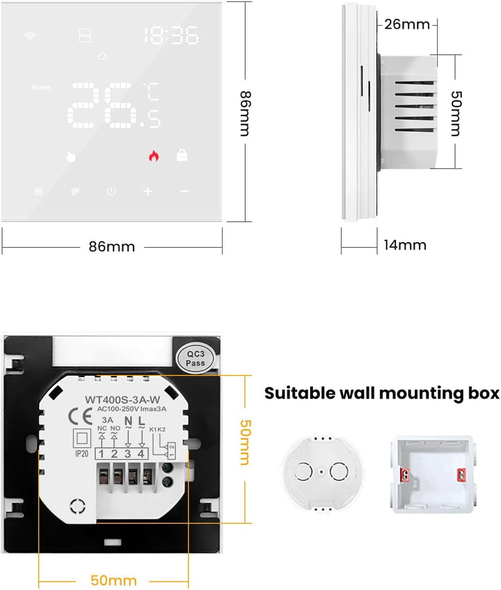 MIUCDA Thermostat Heizung Smart, WiFi Fussbodenheizung Elektrisch Thermostate Programmierbarer Raumt