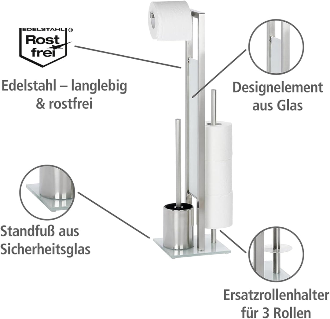 WENKO Stand WC-Garnitur Rivalta, mit integriertem Toilettenpapierhalter und WC-Bürstenhalter, in ros