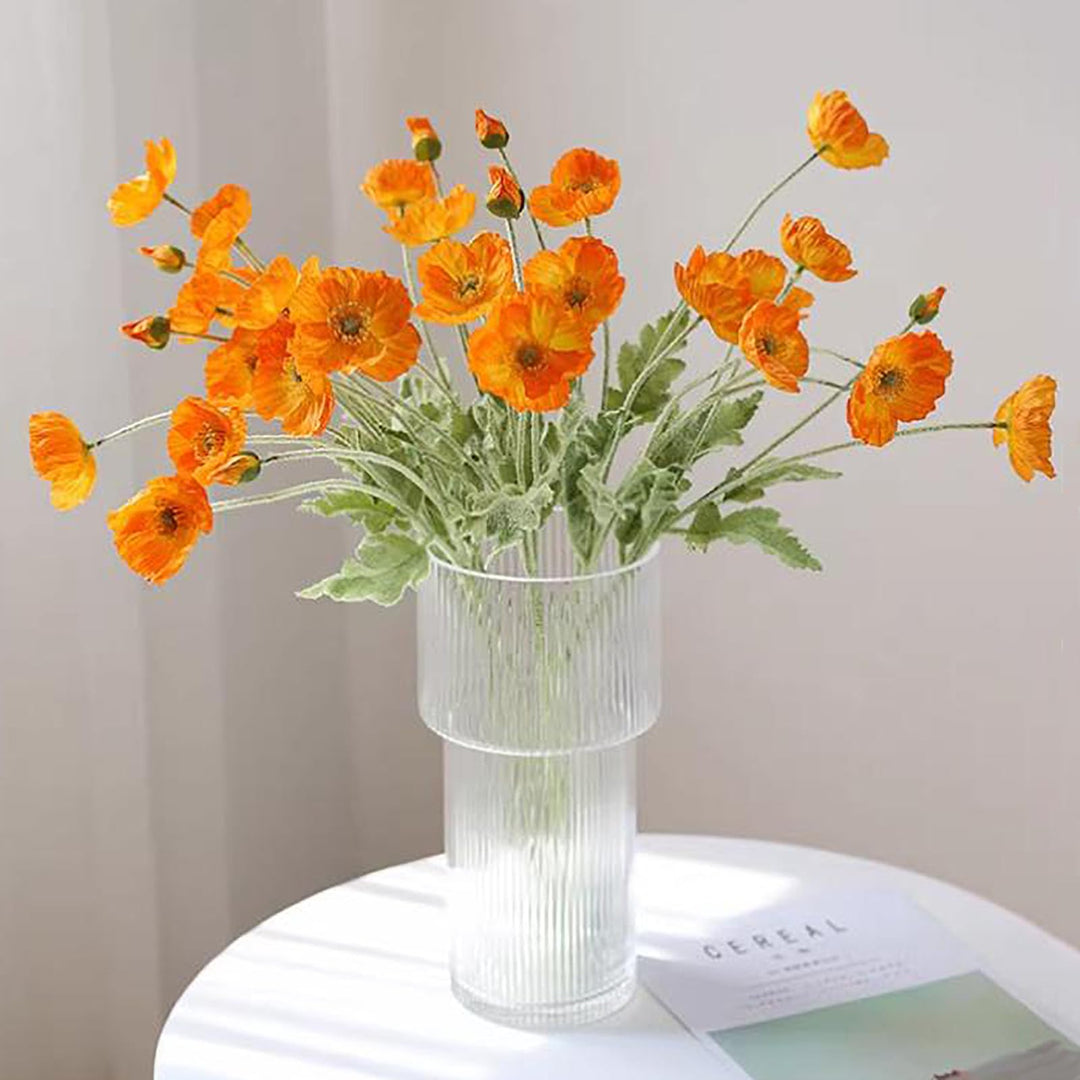 DUYONE Künstliche Mohnblumen-Seide, 6 Stiele, für Heimdekoration, Hochzeitsstrauss, Kunstblumen-Mitt