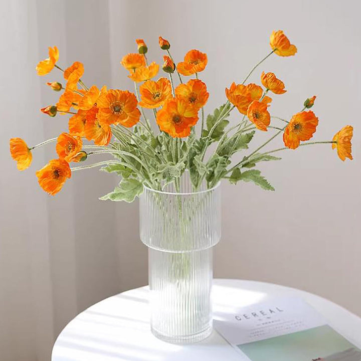 DUYONE Künstliche Mohnblumen-Seide, 6 Stiele, für Heimdekoration, Hochzeitsstrauss, Kunstblumen-Mitt