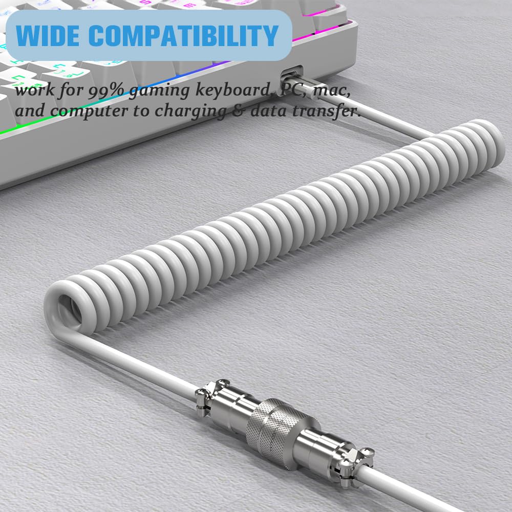 MAMBASNAKE C01 Spiral Tastaturkabel, Pro Custom Coiled USB C Kabel für Mechanische Tastatur, Typ C a