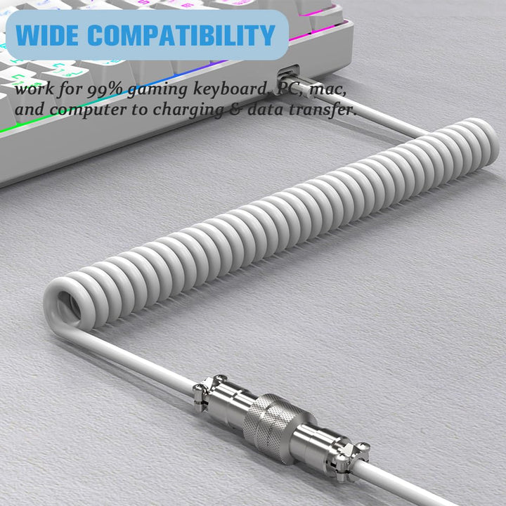 MAMBASNAKE C01 Spiral Tastaturkabel, Pro Custom Coiled USB C Kabel für Mechanische Tastatur, Typ C a