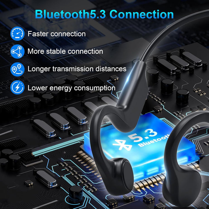 Knochenschall Kopfhörer Kopfhörer Kabellos Bluetooth 5.3 IP55 Wasserdicht 180mAh Akku Memory-Titan-L