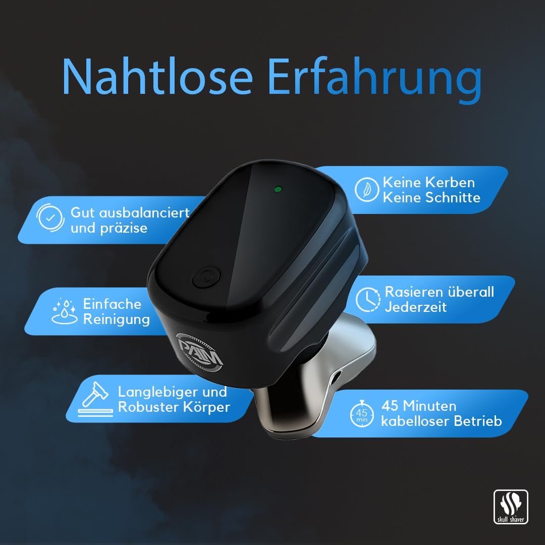 Skull Shaver Palm Rasierer für Kopf und Gesicht, Herren Elektrorasierer (EU-Stecker)
