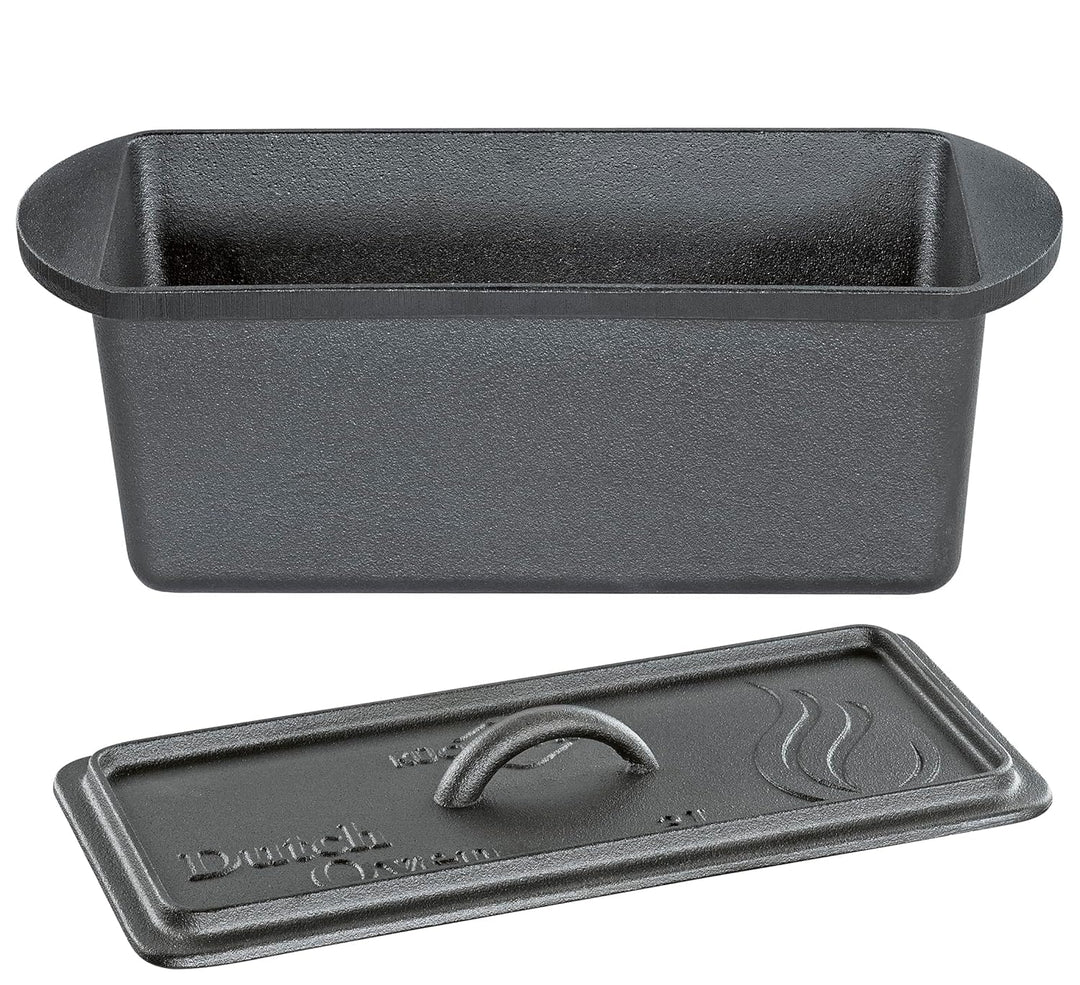 Küchenprofi Dutch Oven BBQ, Gusseisen, Gebrauchsfertig vorbehandelt, Gusstopf in Kastenform, Mit Dec