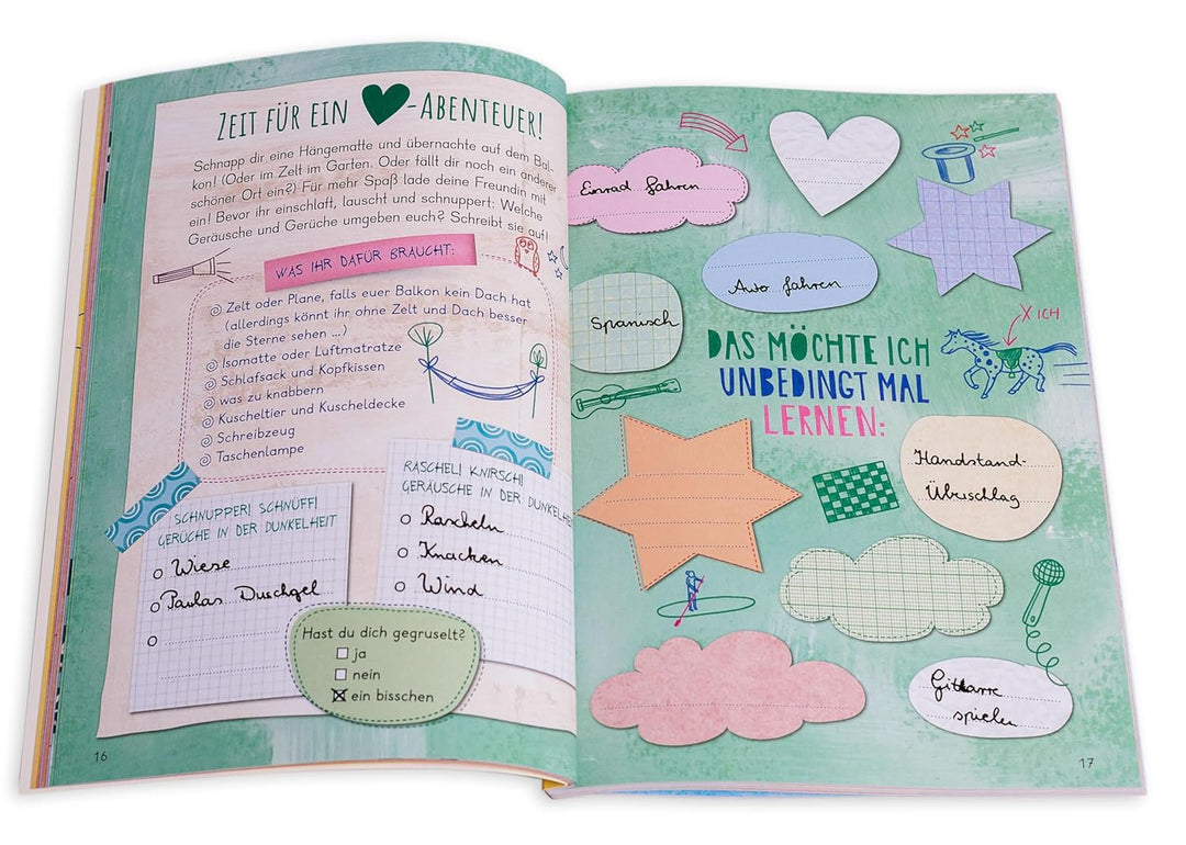 Let’s smile – get happy. Mein kreatives Eintragebuch für mehr Herz: Eintragebuch für Kinder ab 10 Ja