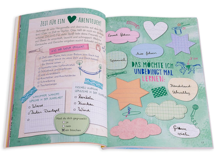 Let’s smile – get happy. Mein kreatives Eintragebuch für mehr Herz: Eintragebuch für Kinder ab 10 Ja