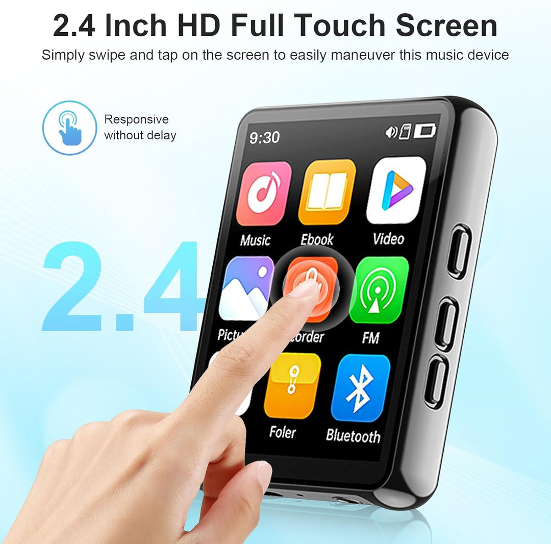 128GB MP3 Player mit Bluetooth -Tragbarer Musikplayer mit Lautsprecher, MP3 &amp; MP4 Player, 2.4" Full