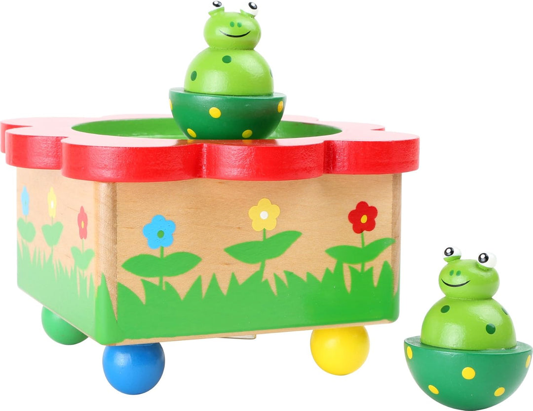 small foot 7541 Spieluhr "Froschteich" aus Holz, mit bunten Fröschen, die zur Melodie tanzen, ab 3 J